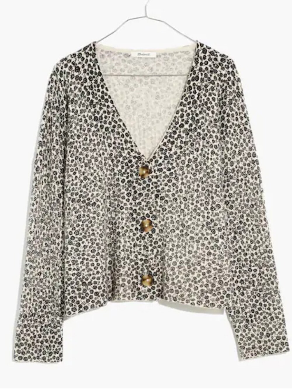 Madewell Vintage Ditsy Cameron Ribbed Cardigan Sweater in Coziest Yarn